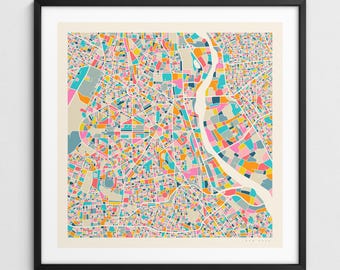 NEW DELHI MAP (Giclée Fine Art Print) Colorful Modern City Street Map (Series 2)