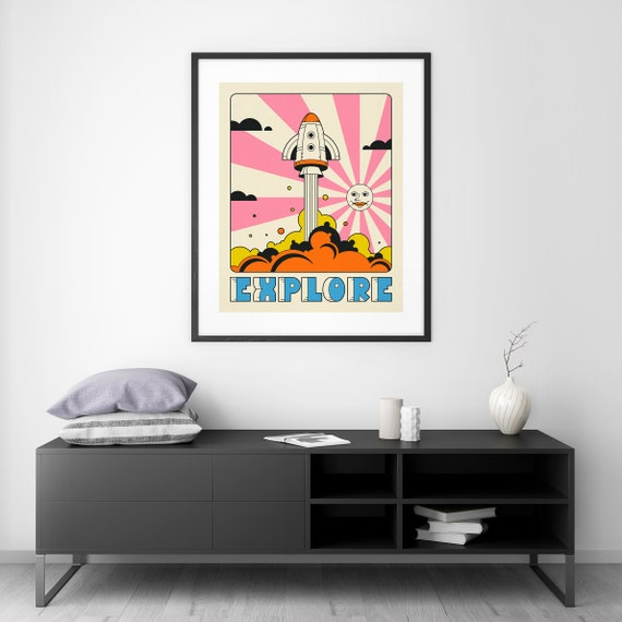 EXPLORE giclée Fine Art Print Space Travel Pop Art 8x10 12x16