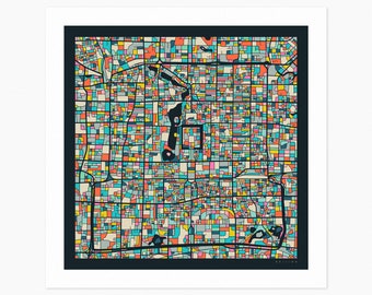 BEIJING City Street Map (Giclée Fine Art Print) (10x10 12x12 16x16 24x24 28x28 30x30) Rolled, Stretched or Framed (2024)