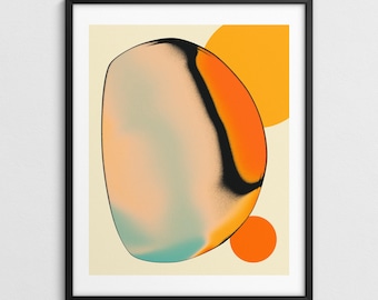 Stor samtida abstrakt väggkonst, modern retrodekor (giclée-konsttryck) COSMIC FRUIT