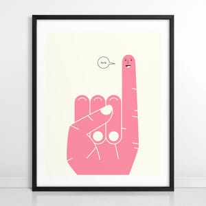 PINKY SWEAR (Impresión artística Giclée sobre papel o lienzo) Arte pop minimalista y divertido de Jazzberry Blue (con o sin marco)