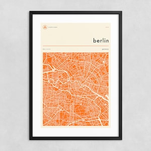 Berlin KARTE (Giclée Fine Art Print) Minimalistische Stadt Karte (8x12 12x18 16x24 20x30 24x36 A1 A2 A3 A4) Gespannt, gerollt oder gerahmt