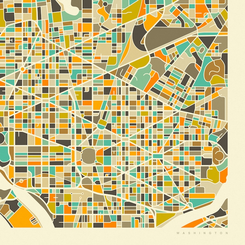 WASHINGTON DC MAP giclée Fine Art Print or Photo Paper Print Etsy