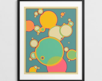 Samtida geometrisk abstrakt väggkonst, färgglad modern dekor (Giclée Fine Art Print) REAKTION