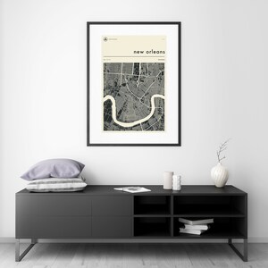 NEW ORLEANS MAP Giclée Fine Art Print Minimalist City Street Map 8x10 12x16 16x20 18x24 24x32 A1 A2 A3 A4 Rolled, Stretched or Framed image 2