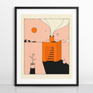 SMALL HOUSE 2 (Giclée Fine Art Print) Minimalist Fantasy Architecture (Framed or Unframed)