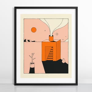 SMALL HOUSE 2 (Giclée Fine Art Print) Minimalist Fantasy Architecture (Framed or Unframed)
