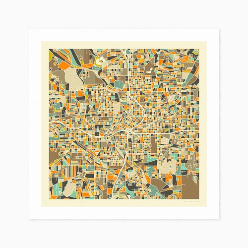 ATLANTA MAP giclée Fine Art Print or Photo Paper Print City Etsy