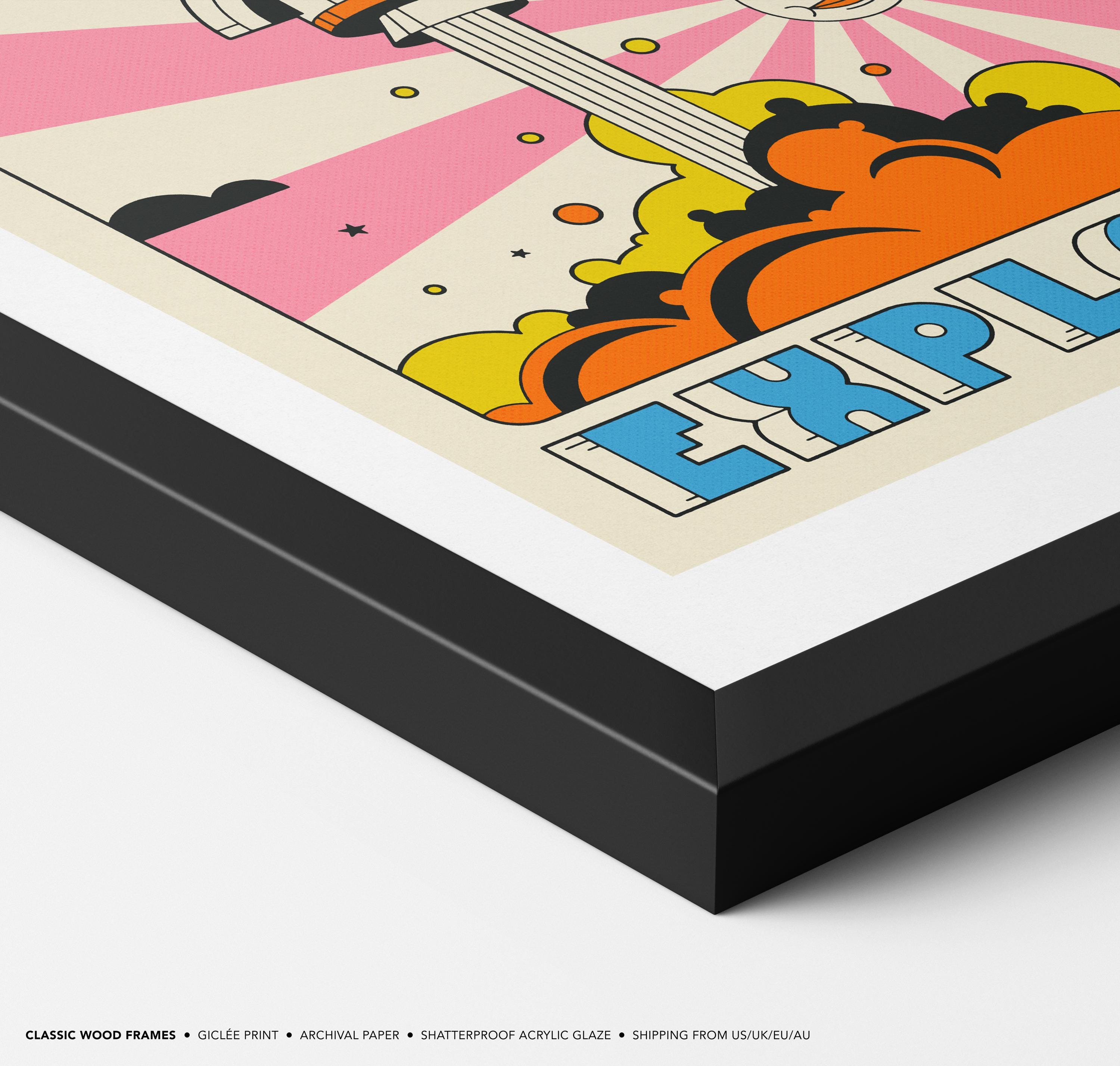 Colorful Retro Space Travel Poster, Rocketship Pop Art (giclée