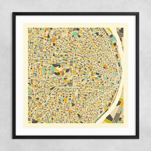 MAPA DE ST LOUIS (impresión artística Giclée sobre papel o lienzo) Mapa de calles de ciudad minimalista de Jazzberry Blue (con o sin marco) Serie 1