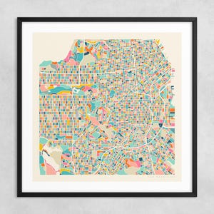 MAPA DE SAN FRANCISCO (impresión artística Giclée sobre papel o lienzo) Mapa callejero de ciudad moderno de Jazzberry Blue (con o sin marco) Serie 2