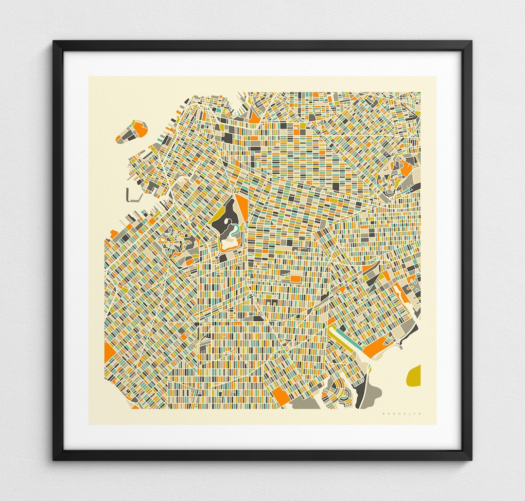 BROOKLYN MAP (giclée Fine Art Print) Minimalist City Street Map (series ...