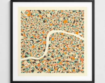 LONDON KARTE (Giclée Fine Art Print) Minimalistischer Stadtplan Straßen Karte (Serie 1)