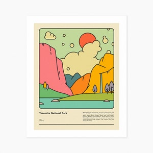 YOSEMITE NATIONAL PARK (Giclée Fine Art Print) Yosemite Valley Travel Poster (8x10 12x16 16x20 18x24 24x32) Rolled, Stretched or Framed