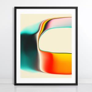 INTERFERÊNCIA (Impressão artística giclée em papel ou tela) Arte abstrata psicodélica colorida em gradiente por Jazzberry Blue (com ou sem moldura)
