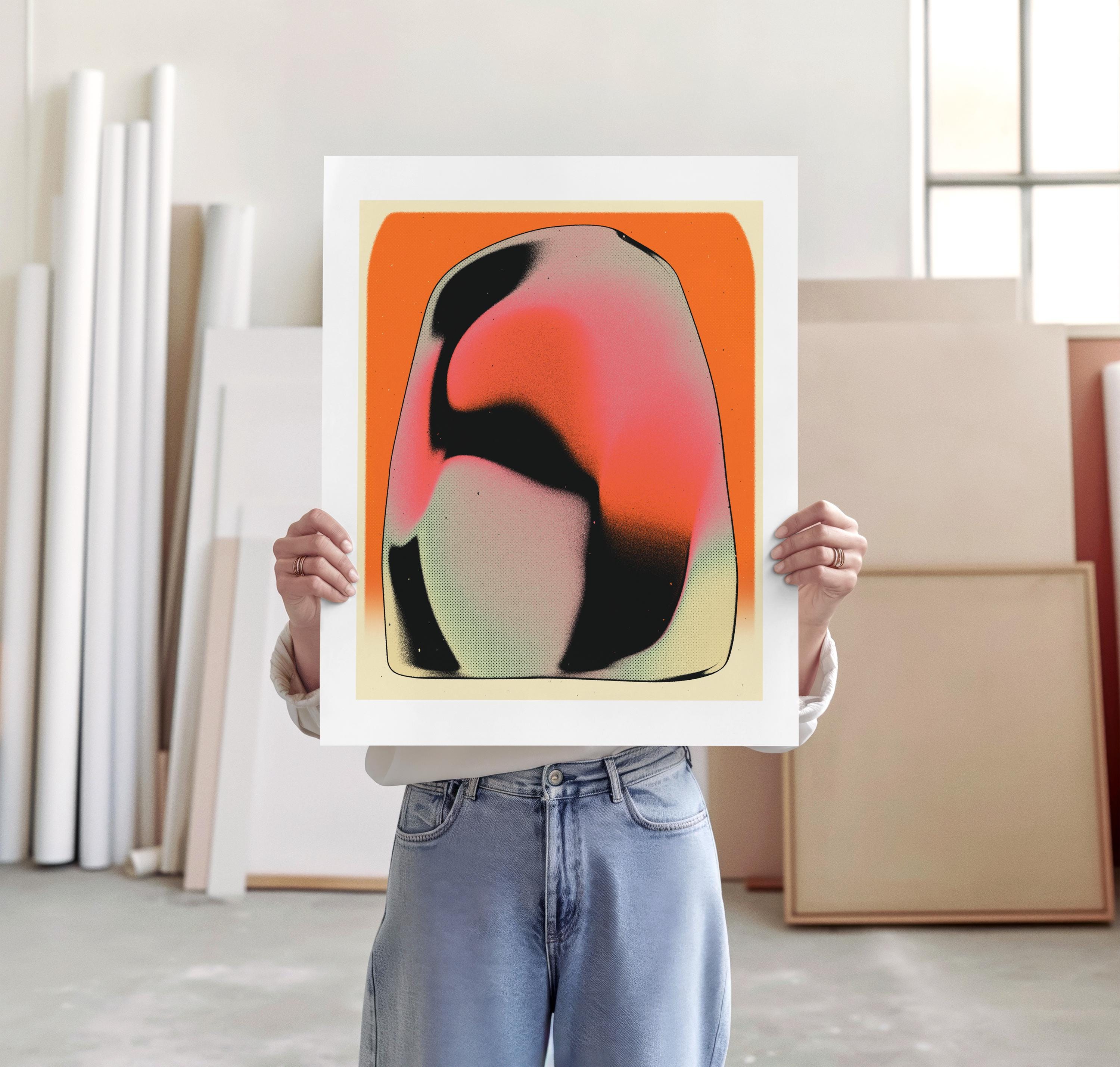 Vibrant Retro-futuristic Abstract Wall Art, Modern Decor (giclée