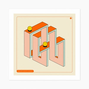 IMPOSSIBLE SHAPE 17 (Giclée Fine Art Print) Geometric Optical Illusion (10x10 12x12 16x16 24x24 28x28 30x30) Rolled, Stretched or Framed