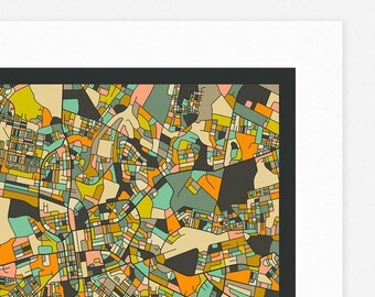 LUSAKA MAP (Giclée Fine Art Print/Photo Print/Poster Print) dark version