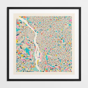 PORTLAND MAP (Giclée Fine Art Print on Paper or Canvas) Modern City Street Map by Jazzberry Blue (Framed or Unframed) Series 2