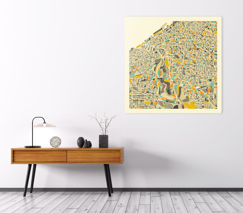 CLEVELAND MAP Ready To Hang Metal Print City Street Map by Jazzberry Blue image 8