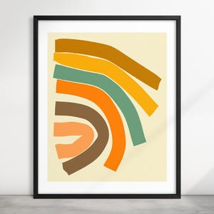 BEND 2 (Giclée Fine Art Print on Paper or Canvas) Boho Minimalist Abstract Wall Art by Jazzberry Blue (Framed or Unframed)