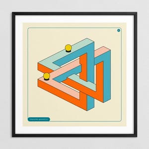 IMPOSSIBLE GEOMETRICS 34 (Stampa Fine Art Giclée su carta o tela) Illusione ottica astratta di Jazzberry Blue (con o senza cornice)