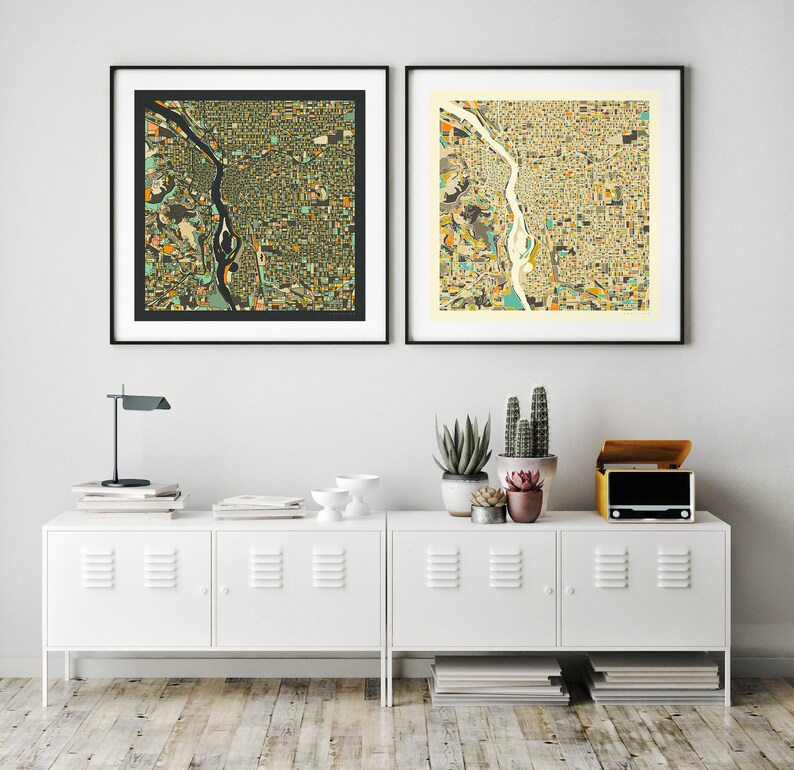 PORTLAND MAP giclée Fine Art Print or Photo Paper Print City Etsy