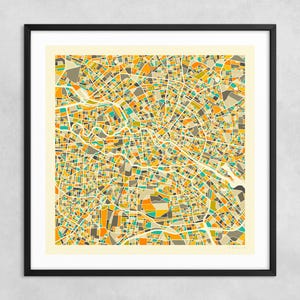 MAPA DE BERLIM (Impressão Fine Art Giclée em papel ou tela) Mapa de rua minimalista da cidade por Jazzberry Blue (emoldurado ou sem moldura) Série 1