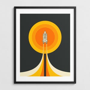Minimalist Retro NASA Space Shuttle Poster (Giclée Fine Art Print) UPWARD