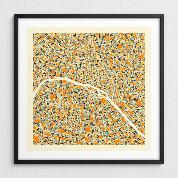 PARIS MAP (Giclée Fine Art Print) Minimalist City Street Map (Series 1)