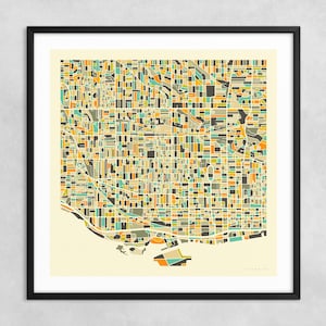 MAPA DE TORONTO (impresión artística Giclée sobre papel o lienzo) Mapa de calles de ciudad minimalista de Jazzberry Blue (con o sin marco) Serie 1