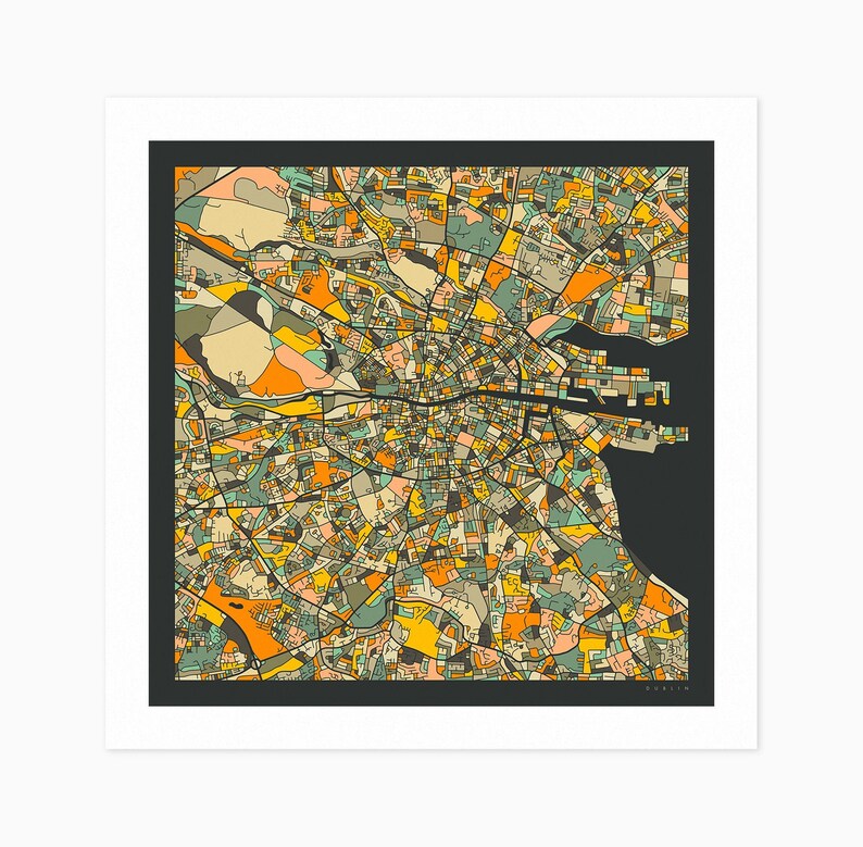 DUBLIN MAP giclée Fine Art Print or Photo Paper Print City Etsy