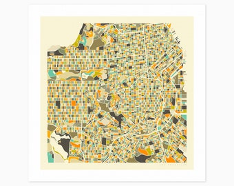 SAN FRANCISCO (Giclée Fine Art Print) City Street Map (10x10 12x12 16x16 24x24 28x28 30x30) Rolled, Stretched or Framed
