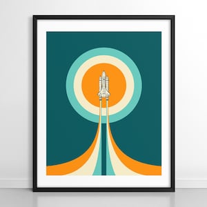 UPWARD (impresión artística Giclée sobre papel o lienzo) Minimalista NASA Space Shuttle Pop Art (con o sin marco)