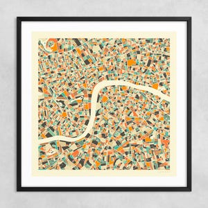 MAPA DE LONDRES (Impressão Fine Art Giclée em papel ou tela) Mapa de rua minimalista da cidade por Jazzberry Blue (com ou sem moldura) Série 1