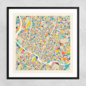 MAPA DE AUSTIN (impresión artística Giclée sobre papel o lienzo) Mapa callejero de ciudad moderno de Jazzberry Blue (con o sin marco) Serie 2