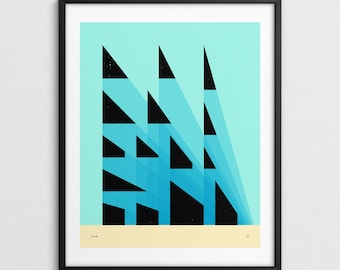 Modern-Retro Geometric Abstract Wall Art, Mid-century Decor (Giclée Fine Art Print) PERSPECTIVES