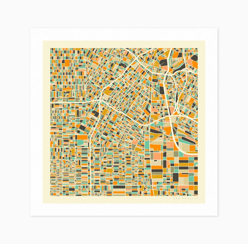 LOS ANGELES City Street Map giclée Fine Art Prints & Rolled Etsy