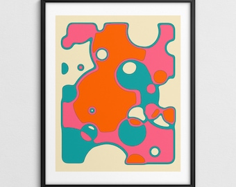 Psychedelic Abstract Wall Art, Vibrant Retro Decor (Giclée Fine Art Print) SPUN OUT