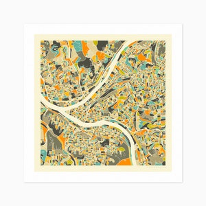 PITTSBURGH (Giclée Fine Art Print) City Street Map (10x10 12x12 16x16 24x24 28x28 30x30) Rolled, Stretched or Framed