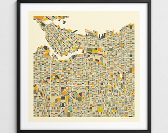 VANCOUVER MAP (Giclée Fine Art Print) Minimalist City Street Map (Series 1)