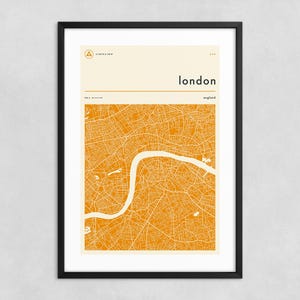 LONDON KARTE (Giclée Fine Art Druck) Minimalistischer Stadtplan Landkarte (8x12 12x18 16x24 20x30 24x36 A1 A2 A3 A4) Gespannt, gerollt oder gerahmt