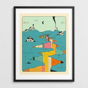Colorful Serene Fantasy Landscape Illustration (Giclée Fine Art Print) DENIZENS