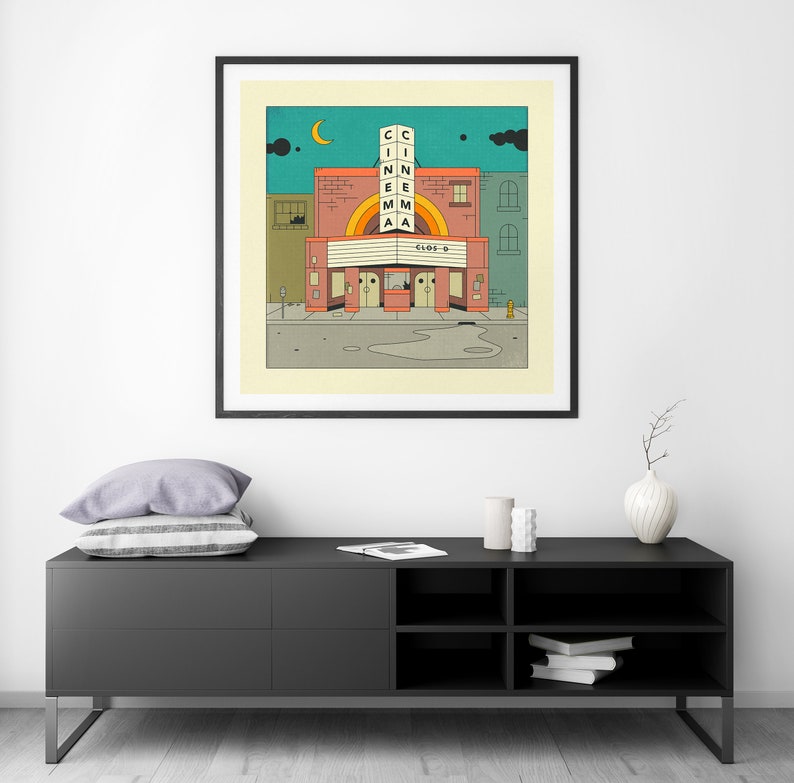 CINEMA Giclée Fine Art Print Movie Theatre Nostalgia by Jazzberry Blue 10x10 12x12 16x16 24x24 28x28 30x30 Rolled, Stretched or Framed image 5