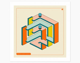 IMPOSSIBLE SHAPE 33 (Giclée Fine Art Print) Geometric Optical Illusion (10x10 12x12 16x16 24x24 28x28 30x30) Rolled, Stretched or Framed