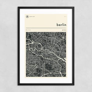 Berlin KARTE (Giclée Fine Art Print) Minimalistische Stadt Karte (8x12 12x18 16x24 20x30 24x36 A1 A2 A3 A4) Gespannt, gerollt oder gerahmt