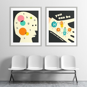 2 Retro Psychiatry Pop Art Prints (Giclée Fine Art Prints on Paper or Canvas) (Framed or Unframed)