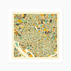 WASHINGTON DC (Giclée Fine Art Print) City Street Map (10x10 12x12 16x16 24x24 28x28 30x30) Rolled, Stretched or Framed