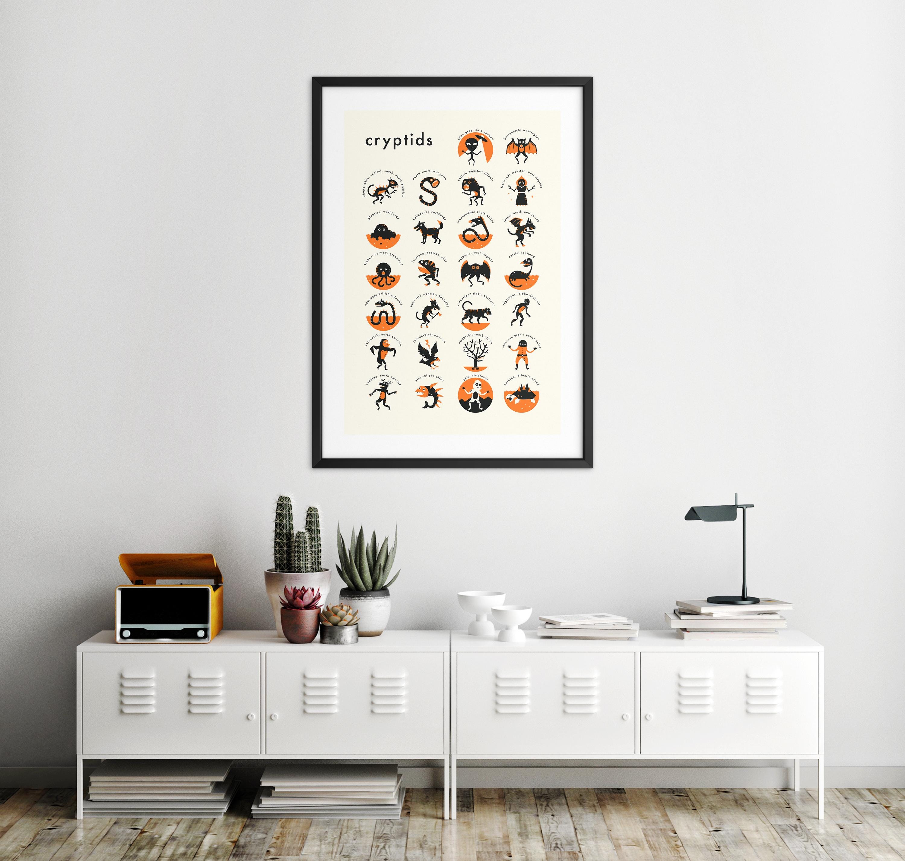 CRYPTIDS A-Z (giclée Fine Art Print) Cryptozoology Pop Art by