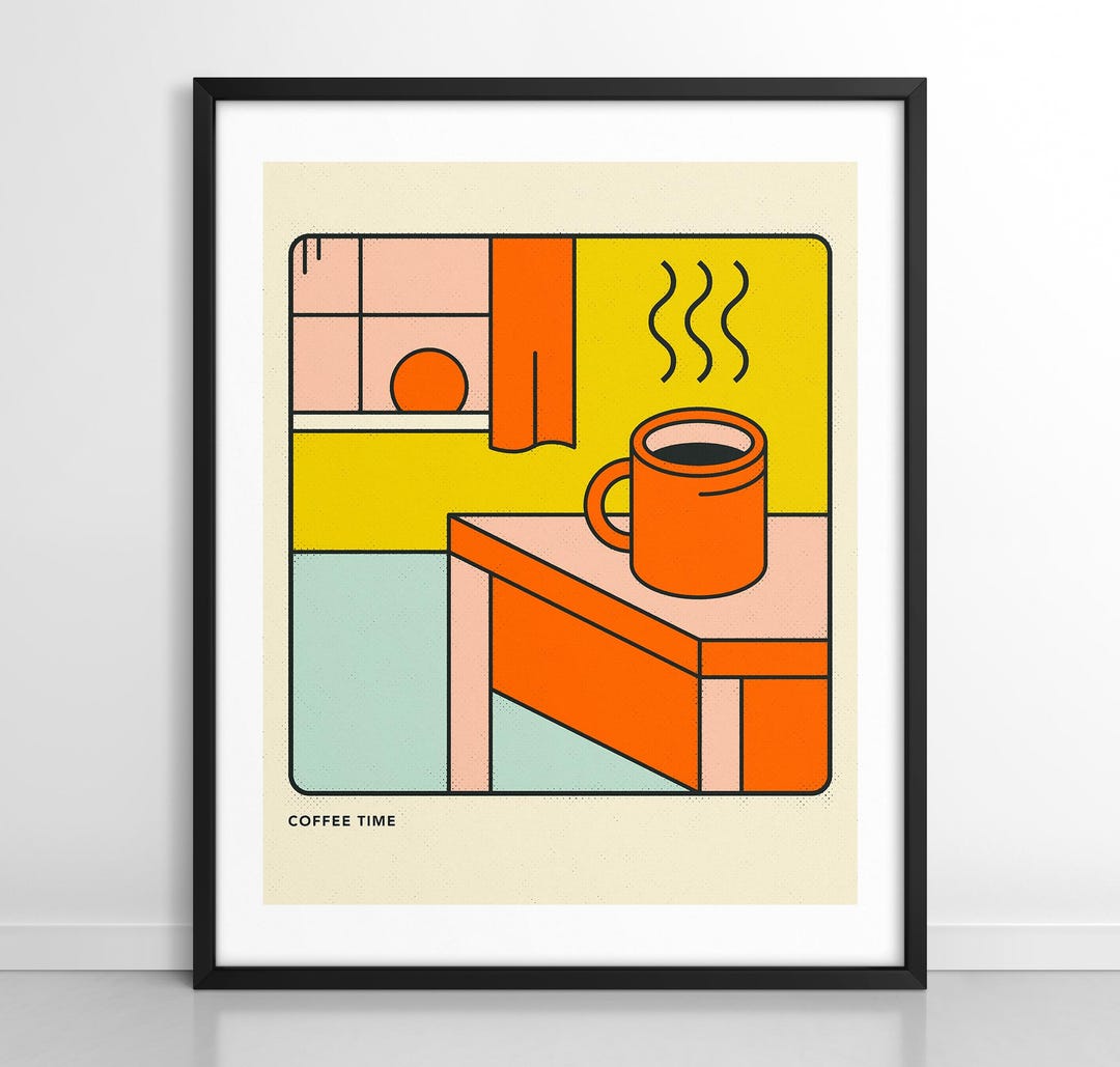 油彩画　coffee time COFFEE TIME (giclée Fine Art Print on Paper or Canvas